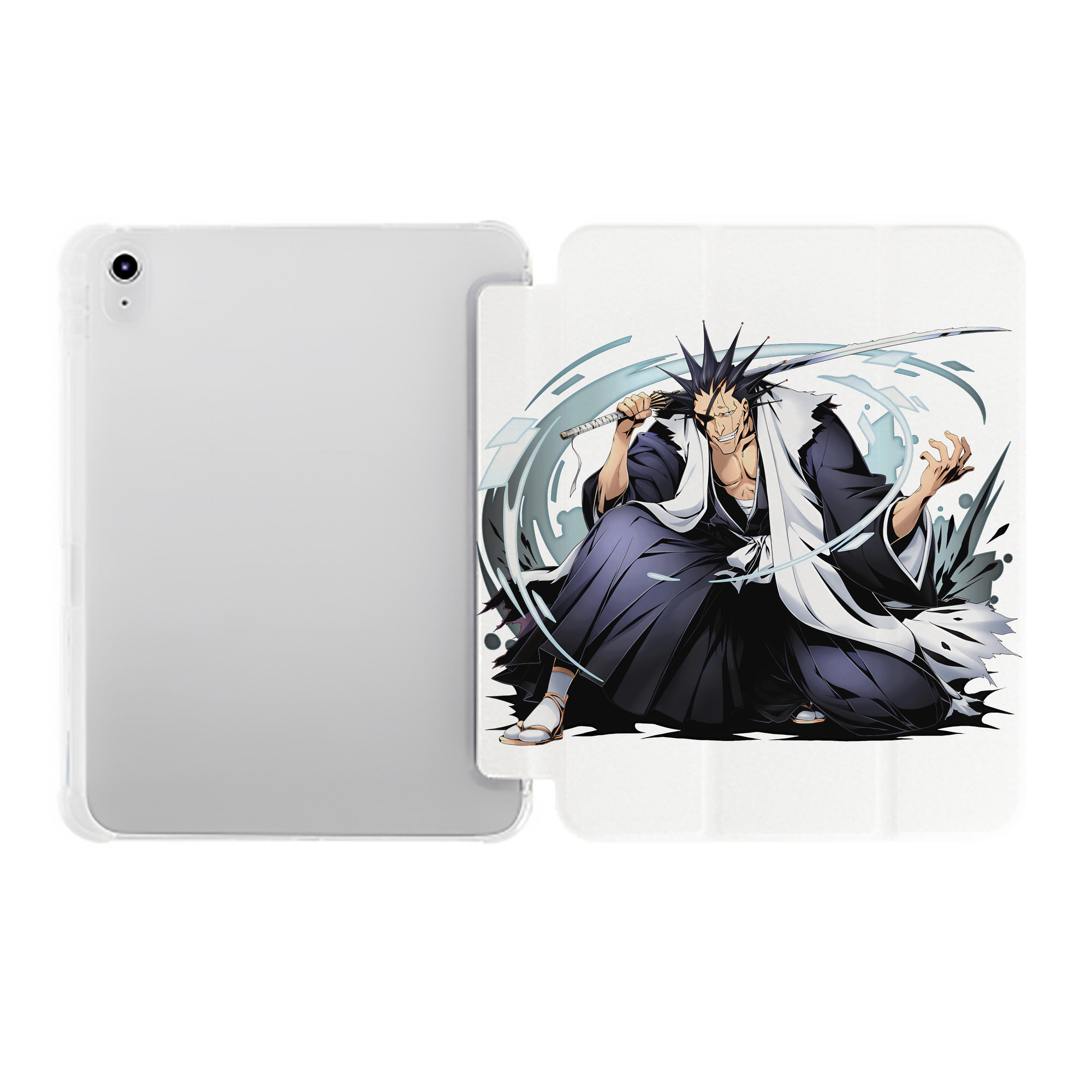 （画像用） ブリーチ ざらき けんぱち BLEACH Zaraki Kenpachi IPad ケース ペン収納付き 三つ折りスタンド PUレザー×シリコン 対応機種9.5/10.5/10.9インチ